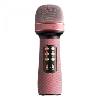Караоке микрофон беспроводной Wster WS-898 Оригинал (USB, microSD, AUX, FM радио, Bluetooth 5.0) Розовый (843-1)