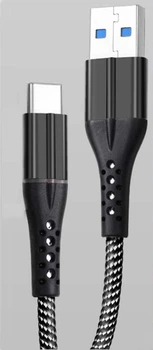 Кабель Grunhelm USB Type-C 1 м в тканевой оплетке (GMC-02CLB)