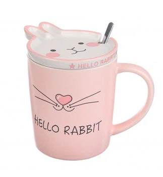 Чашка керамическая "Hello rabbit", 350 мл. + ложечка