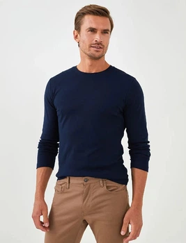 Чоловічий лонгслів LC Waikiki S Синій (LCWKnitwear-8328)
