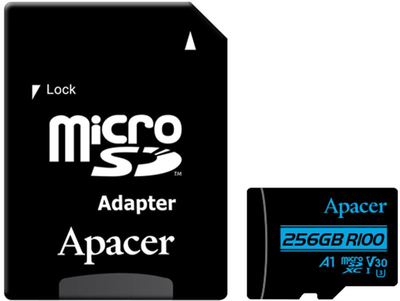 Карта памяти MicroSDXC 256GB UHS-I/U3 Class 10 Apacer (AAP256GMCSX10U7-R) + SD адаптер