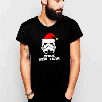 Футболка черная с новогодним принтом "Stars New Year. Star Wars. Звездные войны. Новый Год" Push IT XXL