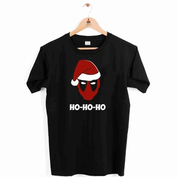 Футболка черная с новогодним принтом "Deadpool. Ho-Ho-Ho. Дэдпул Хо-Хо-Хо" Push IT L