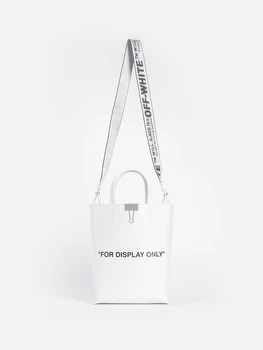 Кожаная женская сумка через плечо Off-white VIRGIL ABLOH WHITE "FOR DISPLAY ONLY" TOTE BAG белая (OFB2)