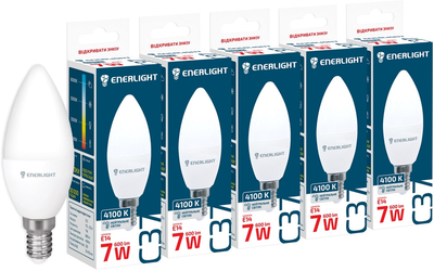 Светодиодная лампа Enerlight С37 7W 4100K E14 (C37E147SMDNFRR) 5 шт