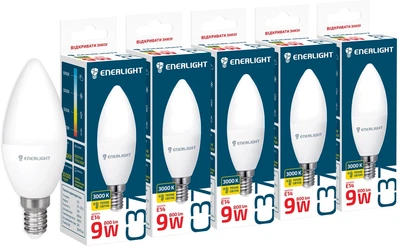 Світлодіодна лампа ENERLIGHT С37 9 Вт 3000K E14 (C37E149SMDWFRR) 5 шт