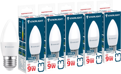 Светодиодная лампа ENERLIGHT С37 9 Вт 4100K E27 (C37E279SMDNFRR) 5 шт