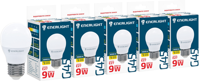 Светодиодная лампа ENERLIGHT G45 9 Вт 3000K E27 (G45E279SMDWFRR) 5 шт