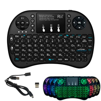 Бездротова міні клавіатура + тачпад Rii mini i8 c RGB-підсвічуванням та АКБ Без бренду