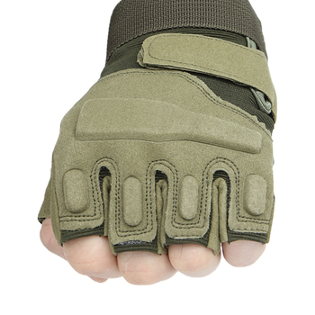 Перчатки тактические короткие Han-Wild HW72 Green L мужские с защитными вставками без пальцев LOZ