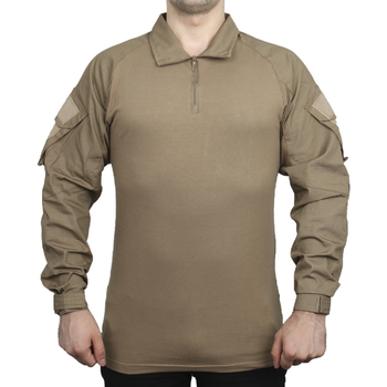 Тактическая рубашка Lesko A655 Sand Khaki 3XL тренировочная хлопковая рубашка с липучками на рукавах LOZ