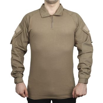 Тактическая рубашка Lesko A655 Sand Khaki 4XL тренировочный костюм с длинными рукавами и воротником на молнии LOZ