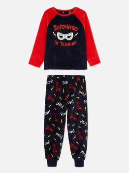 Пижама плюшевая сине-красная піжама Superhero (кофта+штаны) Primark 116см (40009558)