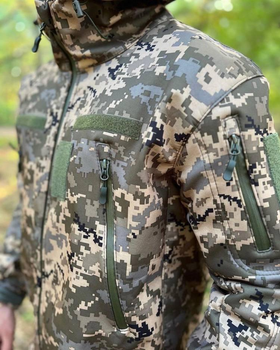 Куртка тактична Softshell Піксель ММ14 демісезонна флісова куртка для військових софтшел L