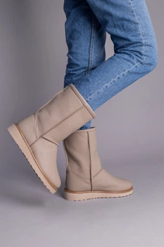 Женские зимние угги ShoesBand Латте натуральные кожаные флотар на среднюю/широковатую стопу внутри цигейка 35 (22,5 см) (S39011-3з)