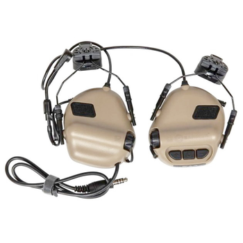 Навушники Активні з мікрофоном Earmor M32H Coyote TAN та кріпленням на шолом Фаст, TOR-D (15027)