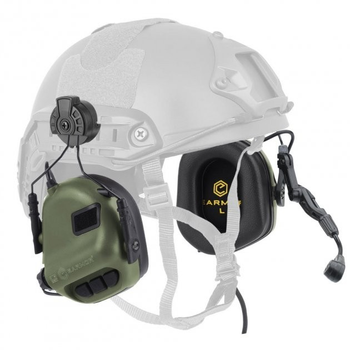 Активные наушники на шлем каску с микрофоном гарнитурой Earmor M32H Green (15025)