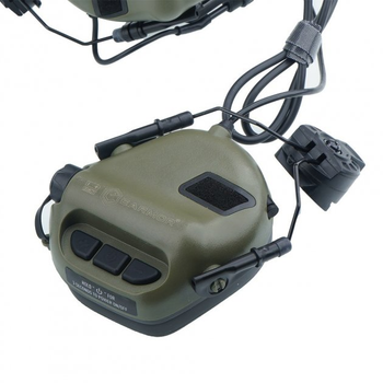 Активные наушники на шлем каску с микрофоном гарнитурой Earmor M32H Green (15025)