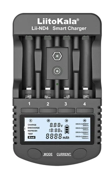 Универсальное ЗУ Liitokala Lii-ND4+CarCable, 4 канала Ni-Mh/крона, тест, 220V/12V, LED