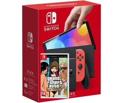 Nintendo Switch (OLED model) Neon Blue-Red + GTA Trilogy The Definitive Edition (російські субтитри)