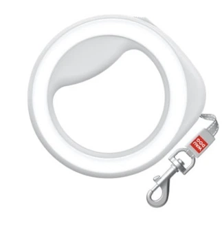ПОВІДЕЦЬ-РУЛЕТКА ДЛЯ СОБАК WAUDOG R-LEASH, КРУГЛА, XS-M, ДО 40 КГ, 2,9 М, СВІТЛОВІДБИВАЮЧА СТРІЧКА, БІЛИЙ