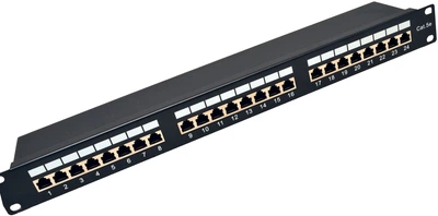Патч-панель Kingda 19" 1U 24xRJ-45 FTP кат. 5e із заднім організатором (KD-PP5-30)