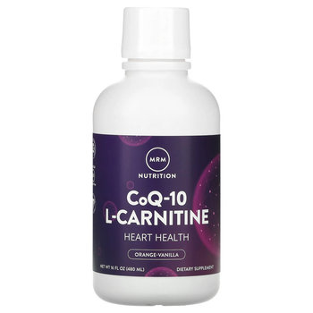 Жидкий коэнзим Q-10 и L-карнитин MRM CoQ-10 L-Carnitine для энергии и здоровья сердца вкус апельсина 480 мл