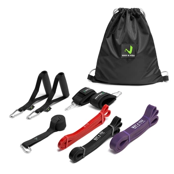 Гума для фітнесу та тренувань Way4you Workout Set (набір з 3 шт із сумочкою, рукоятками, манжетами та дверним кріпленням)