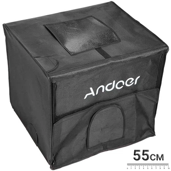 Переносной фотобокс с LED подсветкой Andoer LB-01 лайтбокс для предметной съемки 55 см (0071)
