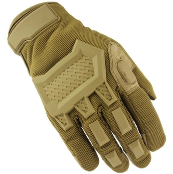 Перчатки тактические FG FQ16SDF0207 Песочный L полнопалые на липучке с защитой на костяшки + сенсорные нашивки