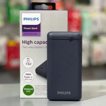 Philips Павербанк 20000 mAh 2*USB входи 1*Type-C/1*Micro USB Deep Blue