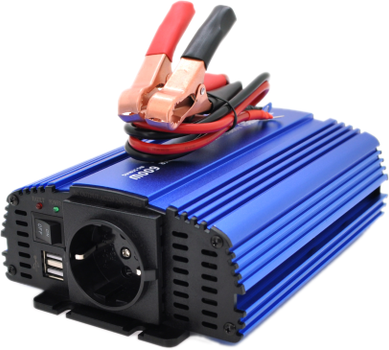 Инвертор напряжения Tommatech MS-600, 12V/220V, 600W с аппроксимированной синусоидой, 1Shuko, USB, клеммные провода, АЗУ+ зажимы (YT29443)