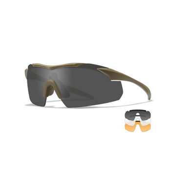 Тактичні окуляри WILEY X VAPOR COMM 2.5 Grey/Clear/Rust Tan Frame (3 лінзи) Оливкова матова оправа