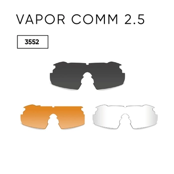 Тактичні окуляри WILEY X VAPOR COMM 2.5 Grey/Clear/Rust Matte Black Frame (3 лінзі) Чорна матова оправа