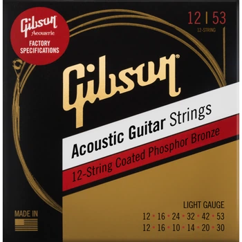 Струни для акустичних гітар GIBSON SAG-PB12L PHOSPHOR BRONZE ACOUSTIC GUITAR STRINGS 12-STRING 12-53/12-30 (230474)