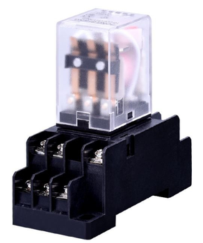 Реле електромагнітне HH54P (MY4NJ) AC220V, 5А з колодкою PYF14A під DIN-рейку