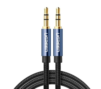 Кабель UGREEN AV112 3.5mm to 3.5mm Gold Plated Metal Case with Braid 2m Blue (10687)