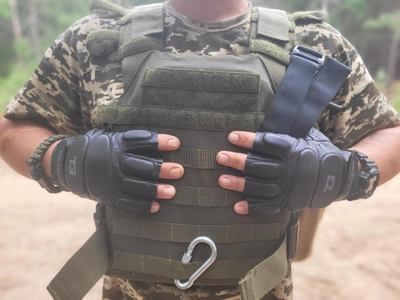 Перчатки тактичні шкіряні без пальців TACTIGEAR PS-8801 Patrol Black L