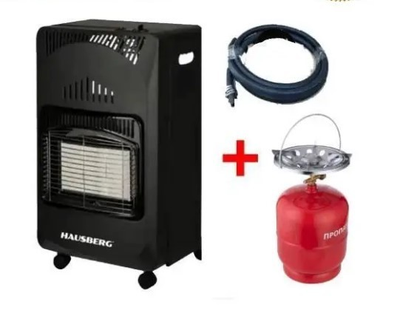 Нагрівач газовий керамічний HAUSBERG HB-1010-AG (4.2 кВт) + побутовий балон 8 л + редуктор + шланг 2 м