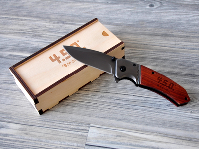 Нож с гравировкой на ручке 4.5.0. Все спокійно в деревянной коробке, Woodpresent