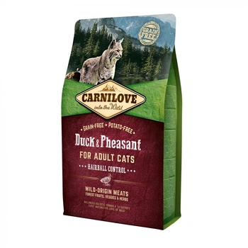 Сухой корм Carnilove Cat Hairball Controll, для кошек, для выведения шерсти, утка, фазан, 2 кг