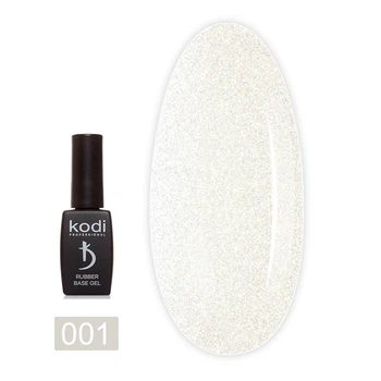 Основа цветная Kodi Professional Color Rubber Base Gel Opal №001 Серебристый с шимером 8 мл