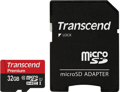 Карта памяти MicroSDHC 32GB UHS-I Class 10 Transcend Premium 400x + SD-adapter (TS32GUSDU1)