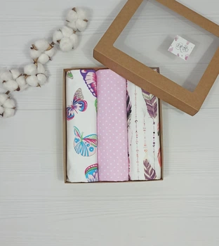 Набор для новородженных: 3 непромокаемых пеленки a.l.babybox Бабочки-перішки Разноцветный