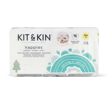 Эко подгузники Kit & Kin размер 1 2-6 кг 40 шт (KKS1NAPPIESBP)