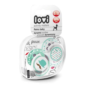 Пустышка Lovi Retro Baby силиконовая динамическая 6-18 мес 2 шт (22/805boy)