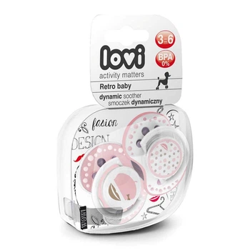 Пустышка Lovi Retro Baby силиконовая динамическая 3-6 мес 2 шт (22/804girl)