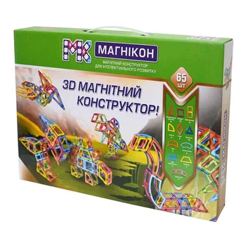 Конструктор Магникон магнітний 3D Динозавр 65 деталей (МК-65)