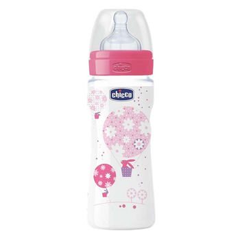 Пляшка пластикова Chicco Well-Being з силіконовою соскою 4м+ 330 мл (20635.10.50)