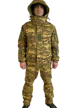 Тактическая зимняя теплая военная форма, комплект бушлат + штаны, мультикам, размер 60-62